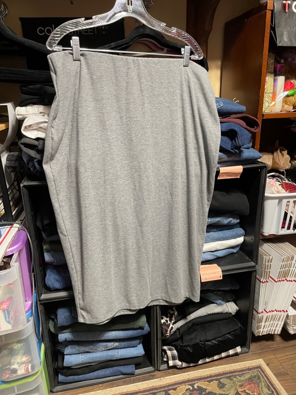 #173 size 1,torrid Grey Straight Pencil Skirt with stretch waist